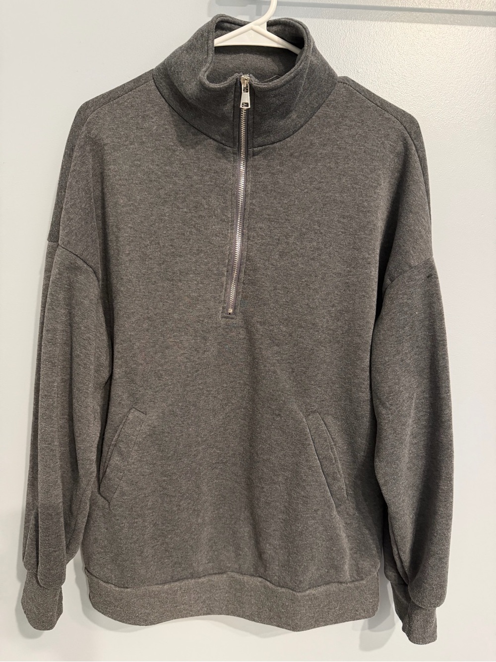Gray Half-Zip Pullover Sweatshirt